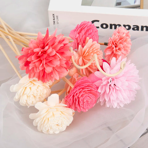 NEW 15PCS Pink Series Flower Rattan Sticks Fireless Fragrances Reed Diffuser Stick Diy Ornaments Home Decor