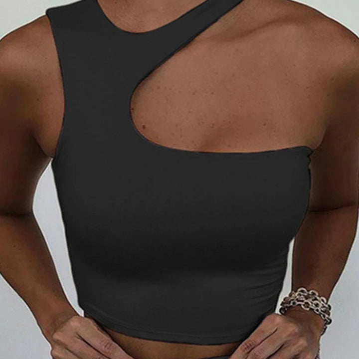 Cut Out Sexy Crop Off Shoulder Solid Skinny Sport Short Tops Women Tank Irregular Summer Tube Tops