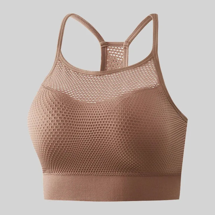 Workout Seamless Breathable Gym Bras Mesh Padded Sports Bra Women Backless Push Up Fitness Hollow Out Top Yoga Bras Crop Top
