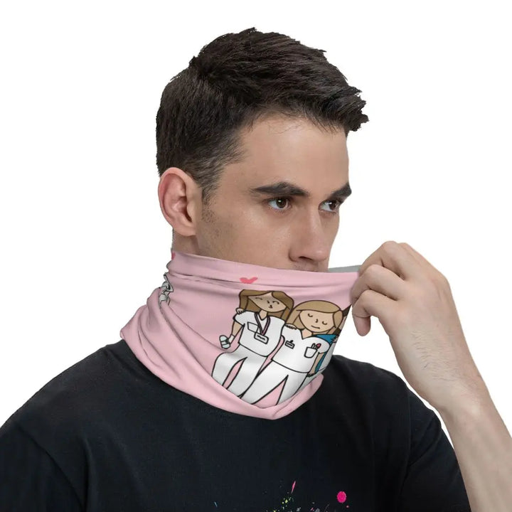 Custom Nursing Pattern Nurse Bandana Neck Gaiter for Ski Cycling Women Men Wrap Scarf Health Care Headband Warmer
