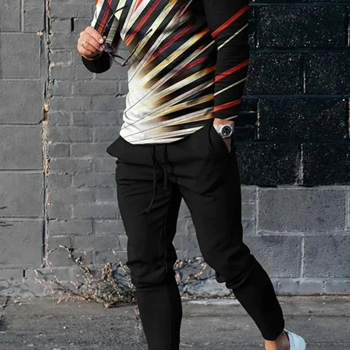 Men's Long Sleeve T-shirts and Pants Two Piece Guitar 3D Printed Men's Sets Casual Suit nike tech fleece