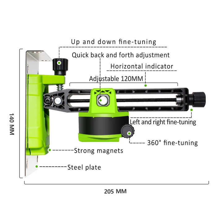 ZOKOUN LB07 Laser Level Fine-Tuning Wall Bracket Strong Magnetic Pivoting Hanging Base with 360° Adjustable Clip For 3D Laser