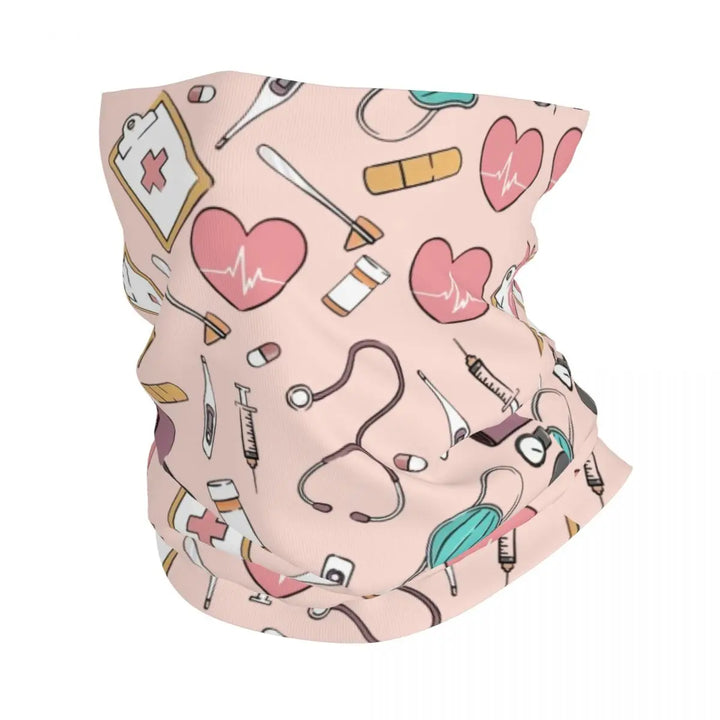 Custom Nursing Pattern Nurse Bandana Neck Gaiter for Ski Cycling Women Men Wrap Scarf Health Care Headband Warmer