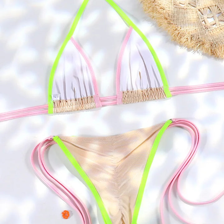 Rinabe Bandage Swimwear Swimsuit Women Triangle Bikinis Micro Thongs Bathing Suits Sexy Biquini Brazilian Beachwear
