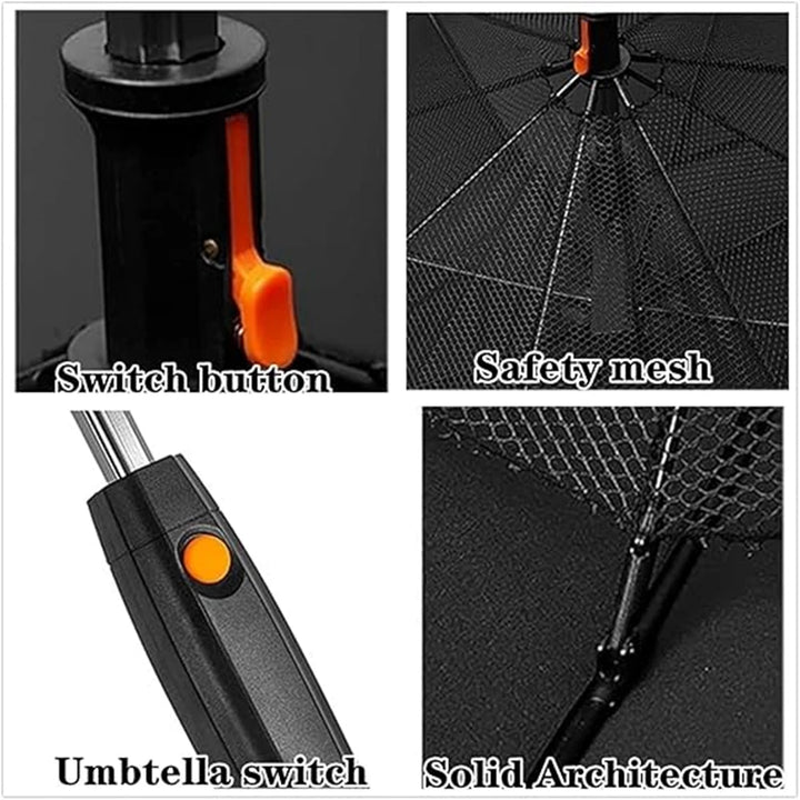 Golf Rain Umbrella Sun UV Protection Water Spray Cooling Fan Beach Umbrella Reinforced Rain Umbrella with Fan and Mister