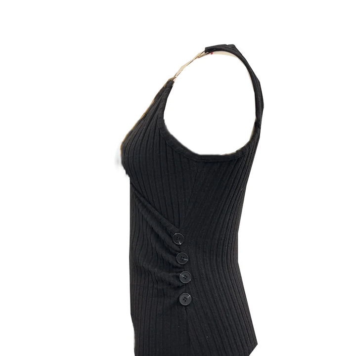Chain Linked Surplice Neck Tank Top Sexy Button Decor Skim Sleeveless Top For Spring & Summer Women's Clothing