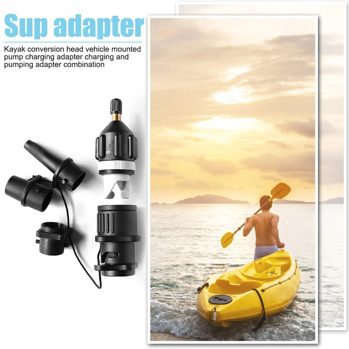 Air Valve Adaptor Kit For SUP Board Inflatable Pump Adapter Paddle Boat Kayak Air Valve Pump Connector Combo Kit Black / Orange