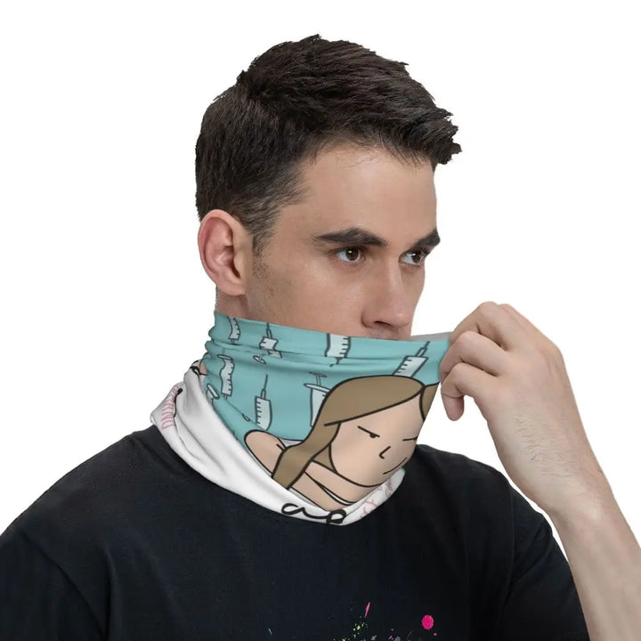 Custom Nursing Pattern Nurse Bandana Neck Gaiter for Ski Cycling Women Men Wrap Scarf Health Care Headband Warmer