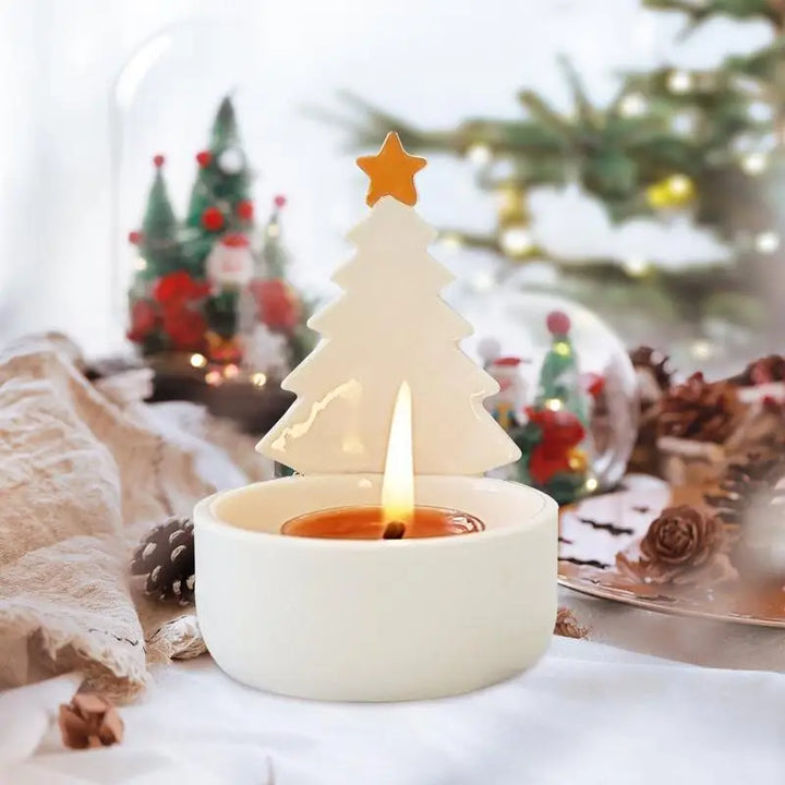 Ceramic Tea Candles Holder Ceramic Votive Candle Holders Vintage Candle Holder Christmas Tree Shape Home Decor For Dining Room