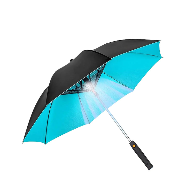 Upscale USB Chargeable Foldable Umbrella with Fan Beach Parasol Creative Portable UV Umbrella Folding Beach Umbrella Outdoor