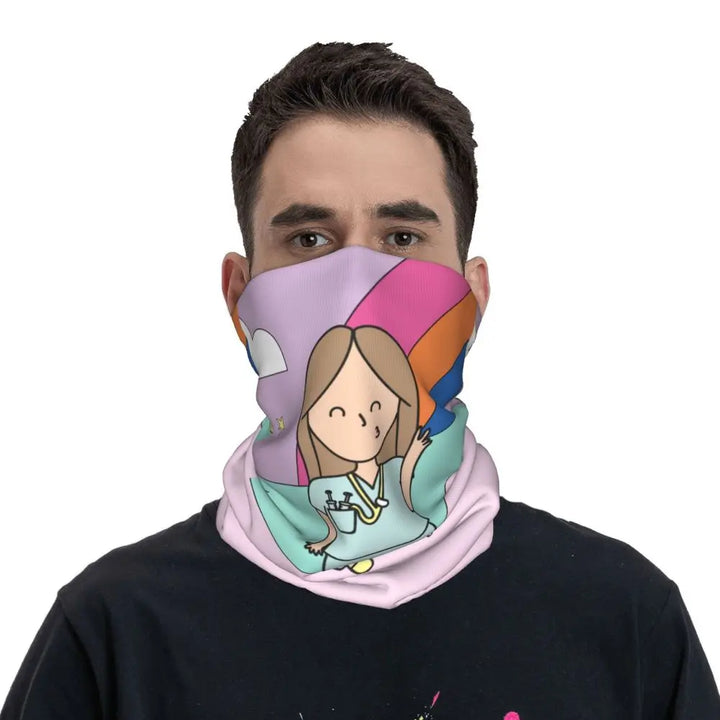 Custom Nursing Pattern Nurse Bandana Neck Gaiter for Ski Cycling Women Men Wrap Scarf Health Care Headband Warmer