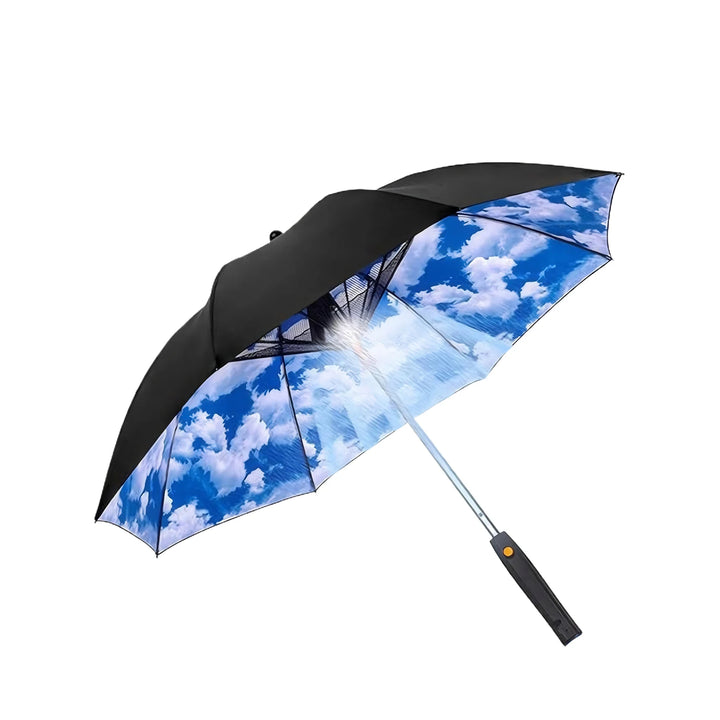 Upscale USB Chargeable Foldable Umbrella with Fan Beach Parasol Creative Portable UV Umbrella Folding Beach Umbrella Outdoor