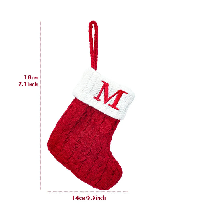 Xmas 2024 Decor Christmas Socks Knitting Snowflake Letter Stocking Christmas Tree Decoration Home 2025 New Year Ornament Gift