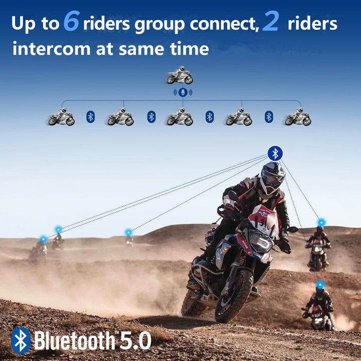 Fodsports V6 S Intercom for Motorcycle Helmet Headset Bluetooth 6 Riders Intercomunicador Moto