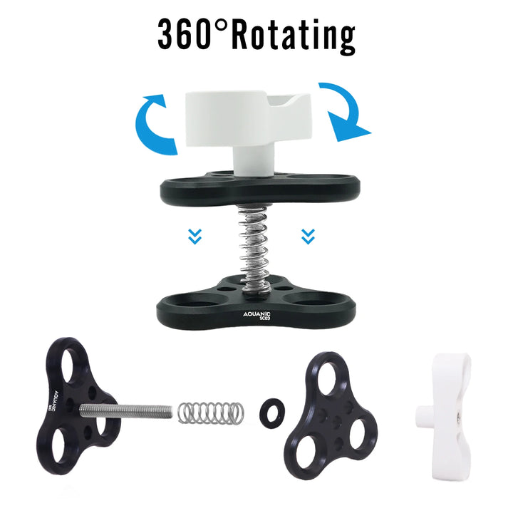 NiteScuba 2 Two Holes Clip Clamp Tripod Butterfly For Ball Head Mount Light Arm Bracket Connector Mount Adapter for Gopro Camera