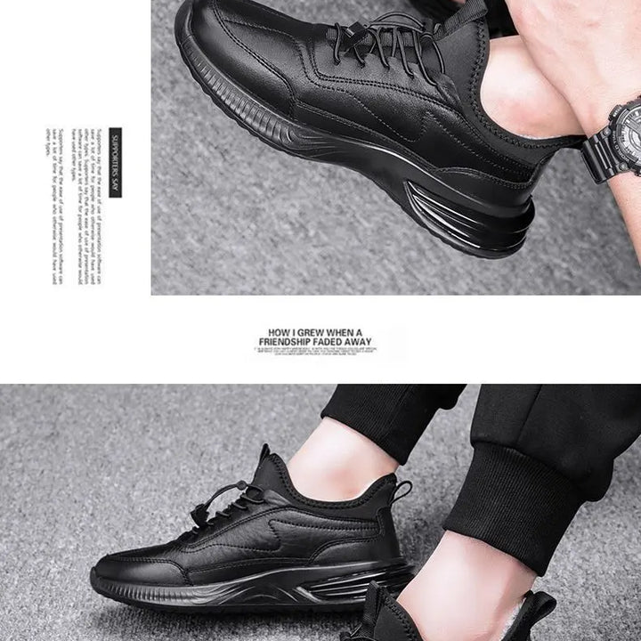 Flat Men’s Warm Snow Boots Winter Fashion Men‘s Cotton Shoes Black Warm Casual Shoes for Men Casual Comfortable Plush Sneakers