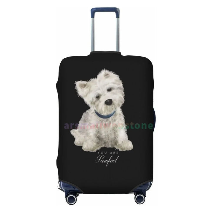 White Terrier Dog Luggage Cover Suitcase Protector Thicken Elasticity Dust Covered Anti-scratch Protective Case 18-32 Inch