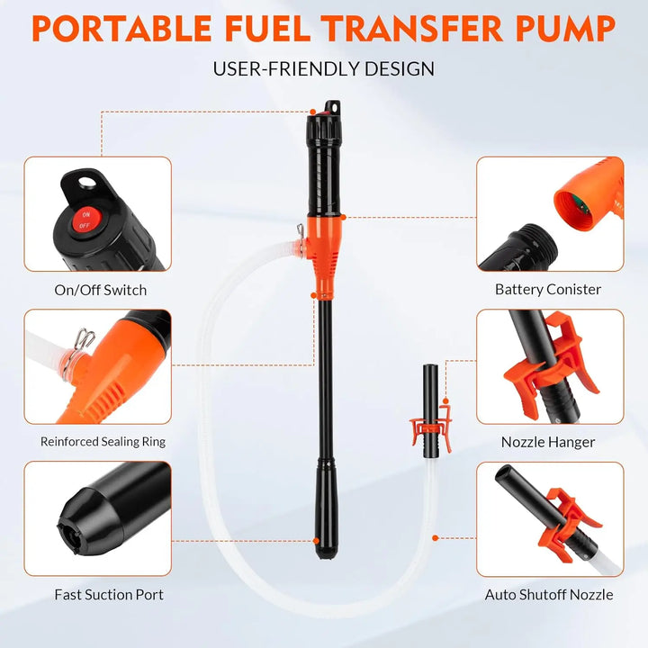 Electric Oil Pump Siphon Liquid Transfer Pump Handheld Pump Battery Operated Water Gas Tools Portable Car Siphon Petrol Fuel