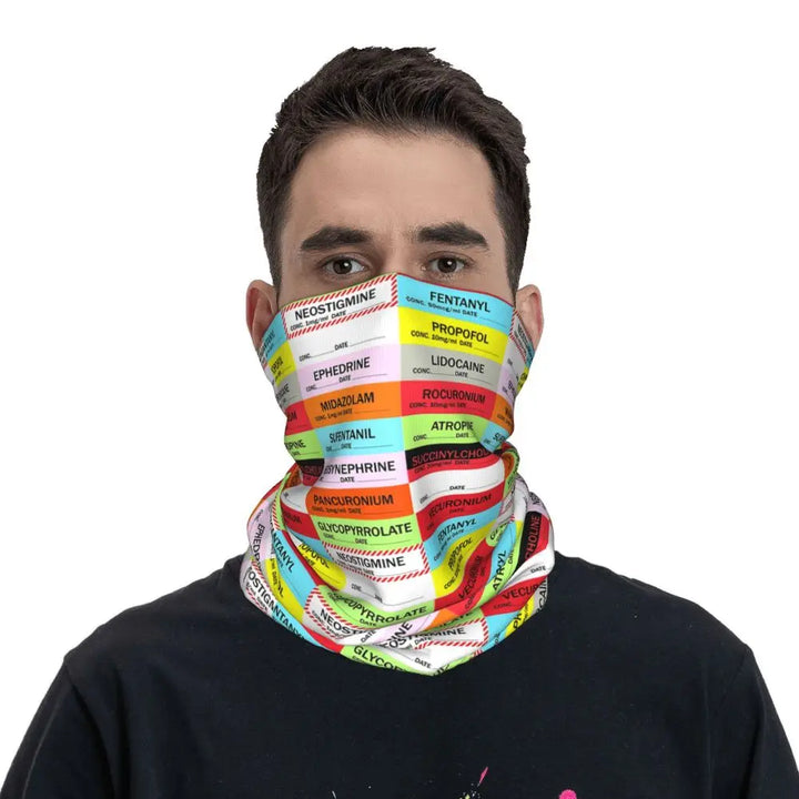 Custom Nursing Pattern Nurse Bandana Neck Gaiter for Ski Cycling Women Men Wrap Scarf Health Care Headband Warmer