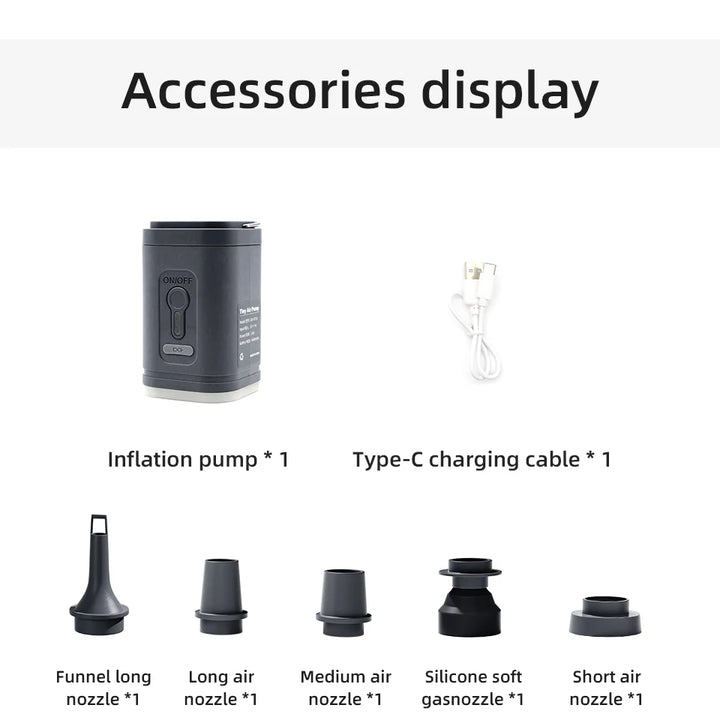 Electric Air Pump Portable Wireless Air Compressor Inflator/Deflator Pumps for Inflatable Cushions Air Beds Boat Swimming Ring