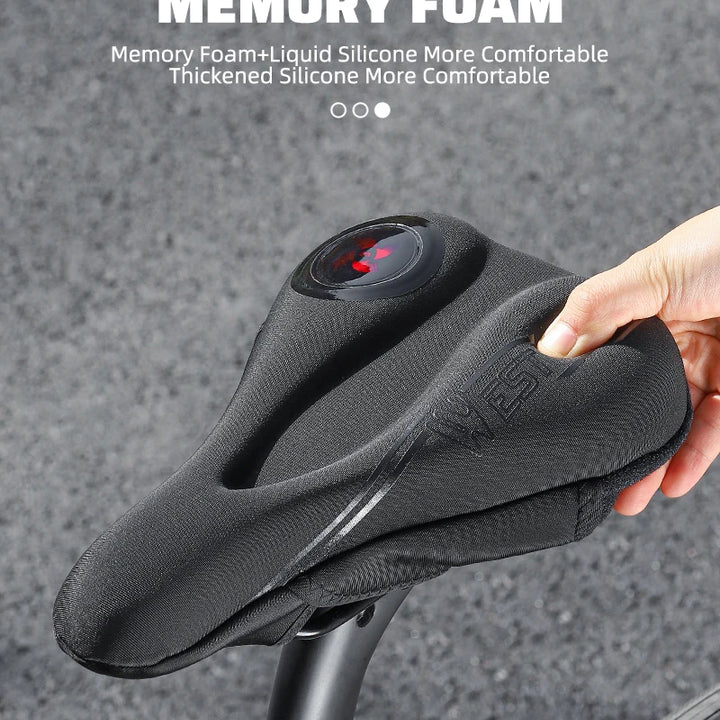 WEST BIKING Comfortable Bicycle Saddle Cover Breathable Rebound Silicone Foam Bike Seat Cover With Rain Cover Bike Accessories