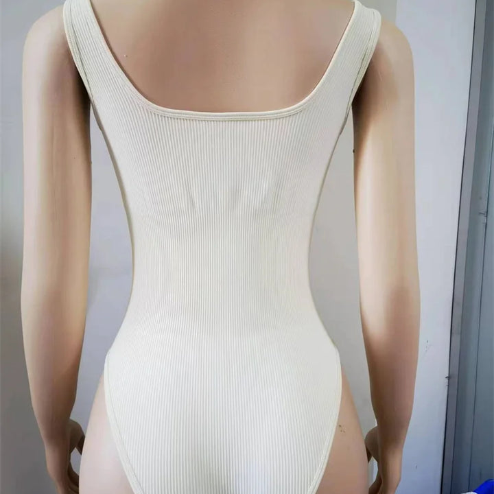 GUUDIA Ribbed Tummy Jumpsuit Daily Shaper Bodysuits Light Control Compress Tummy Control Open Crotch Shapewear Suits Open Crotch