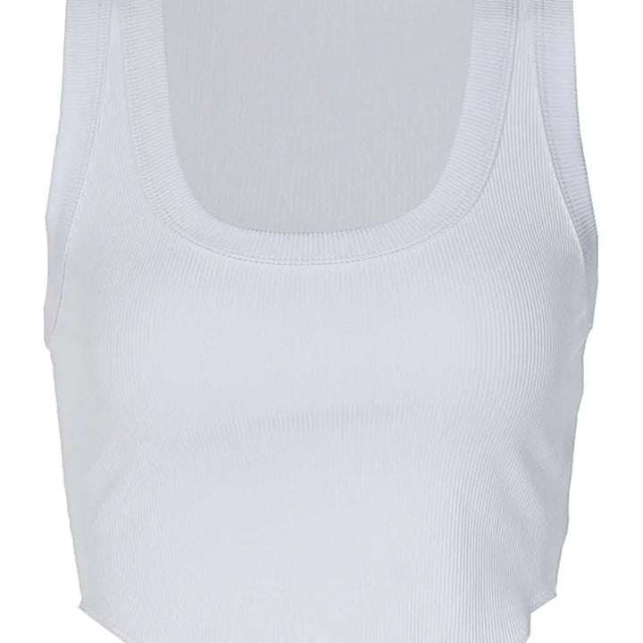 Ribbed Square Neck White Sexy Slim Y2K Crop Tank Top Summer Women Goth Clothes Streetwear Vacation Casual Wholesale