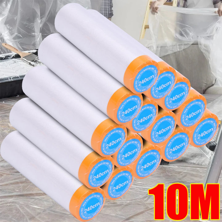 10M Self-adhesive Dustproof Film Furniture Dust Protection Masking Film Home Waterproof Plastic Film Wall Painting Protect Cover