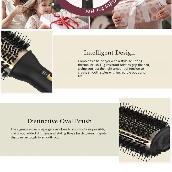 LISAPRO 4 IN 1 Hot Air Brush One-Step Hair Dryer And Volumizer Styler and Dryer Blow Dryer Brush Professional 1000W Hair Dryers