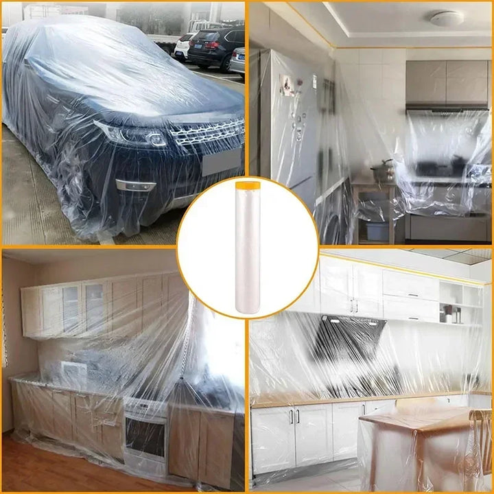 10M Self-adhesive Dustproof Film Furniture Dust Protection Masking Film Home Waterproof Plastic Film Wall Painting Protect Cover