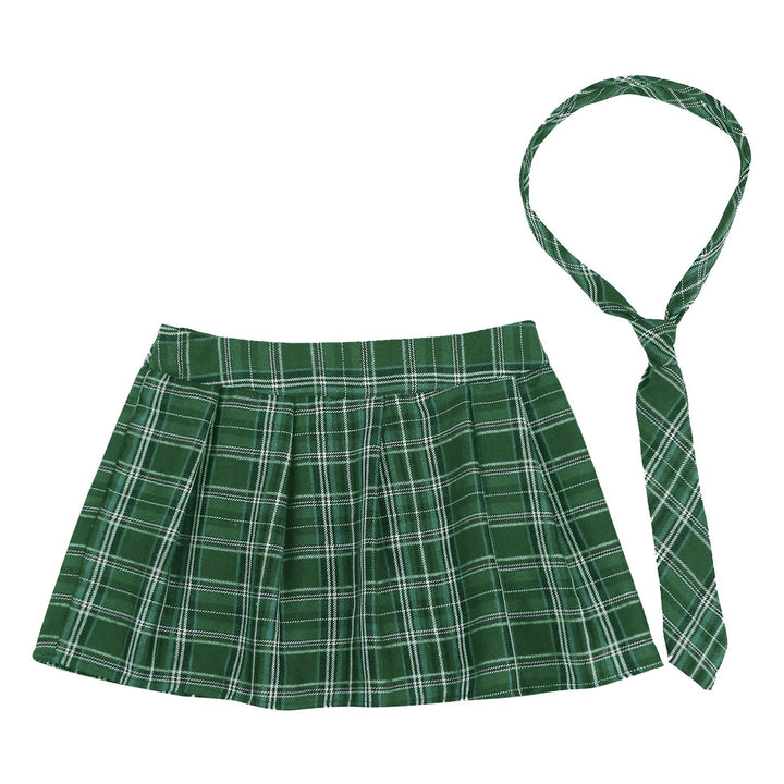 High Waist Plaid Pleated Skirt With Necktie Sexy Club Outfits for Women Summer Party Harajuku E Girl Preppy A-line Mini Skirts
