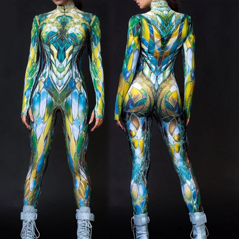 Colorful Sexy Bodysuit Punk Gothi Women Cosplay Jumpsuit Carnival Slim Zentai Suit Xmas Costume Festival Theme Party Catsuit