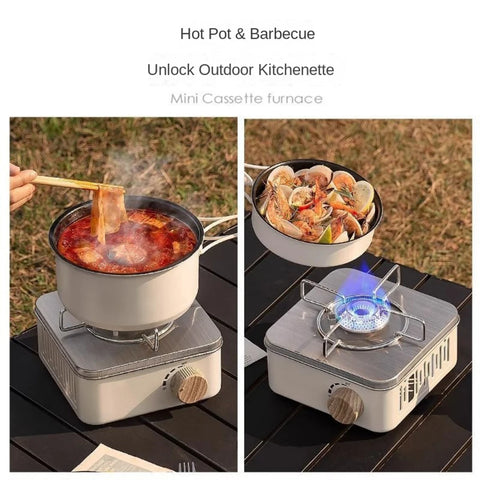 Outdoor Mini Square Stove Portable Folding Gas Stove Card Camping Cookware Ultra Light Travel Cookware Hiking Equipment