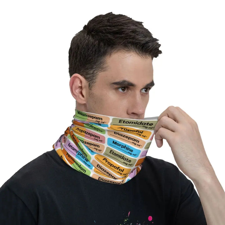 Custom Nursing Pattern Nurse Bandana Neck Gaiter for Ski Cycling Women Men Wrap Scarf Health Care Headband Warmer