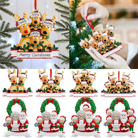 Personalized Reindeer Family Christmas Tree Pendant Hanging Bauble Xmas Tree Ornaments Elk Deer Family Decorations Gift New Year