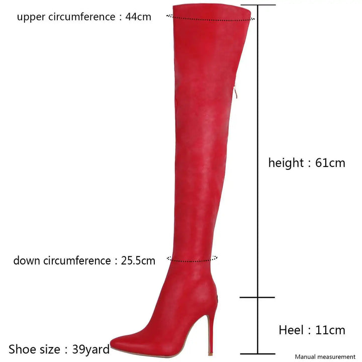 Big Size 40-46 Women's Boots High Heel 11cm Over Knee Boots Back Zipper Fashion Personality Boots