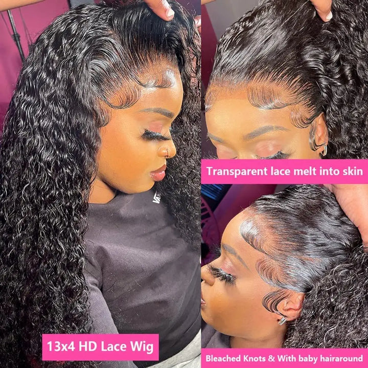 13x6 HD Water Wave Wigs Lace Frontal Human Hair Wig 13x4 Transparent Lace Front Wig 32 40 Inch Brazilian Human Hair Curly Wigs