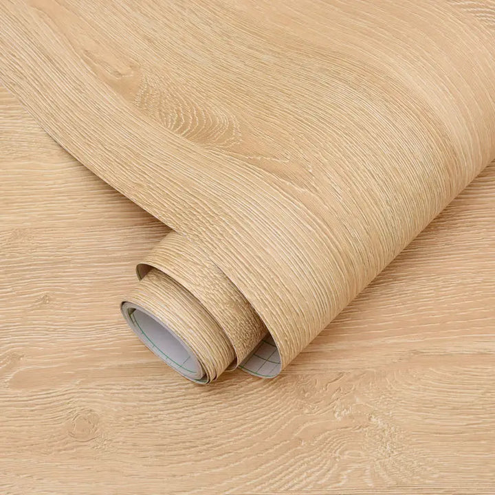 Yellow Oak Imitation Wood Waterproof PVC Self-adhesive Wallpaper Removable Wall Sticker For Door Cabinet Furniture Decoration