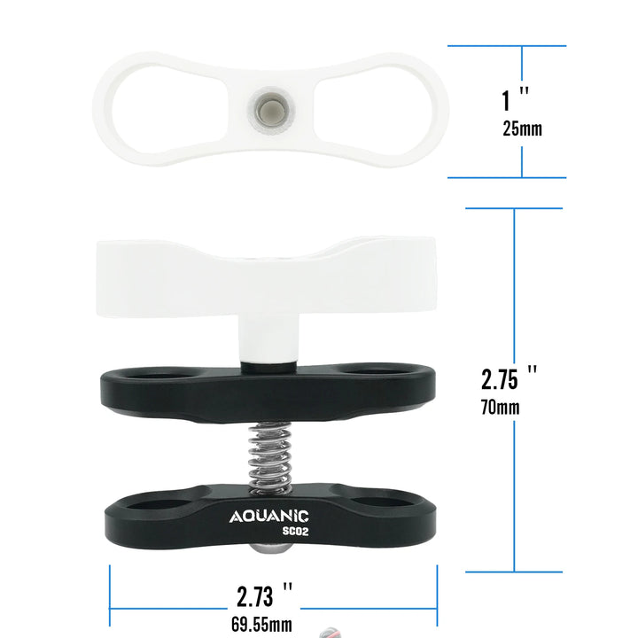 NiteScuba 2 Two Holes Clip Clamp Tripod Butterfly For Ball Head Mount Light Arm Bracket Connector Mount Adapter for Gopro Camera