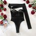 Lady Sexy Single Shoulder Sleeve Shapewear Chest Gathered Cotton Splicing Mesh Underwear Women's Black Hollow Backless Jumpsuit