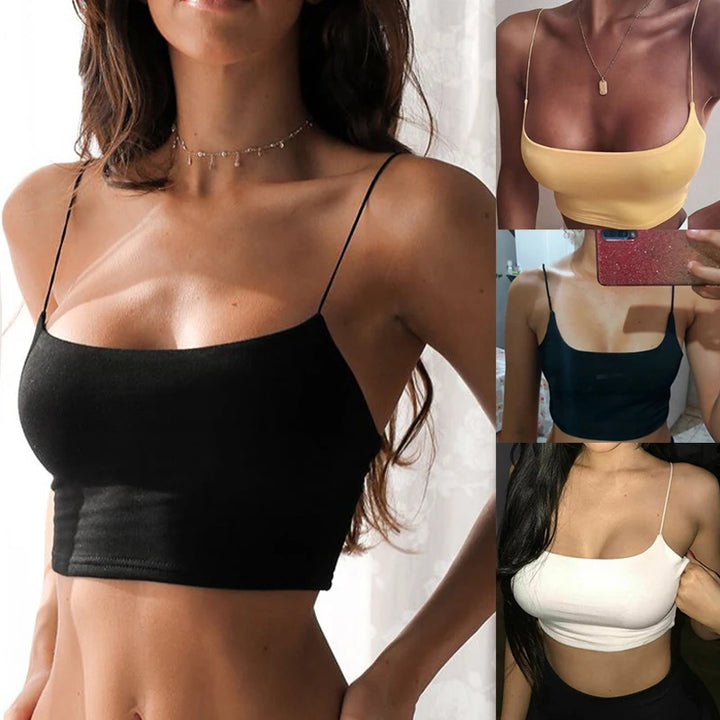 Sexy Spaghetti Strap Crop Tops Black Tank Top Women Summer Camis Backless Basic Camisole Casual Tube Top Sleeveless Cropped Vest
