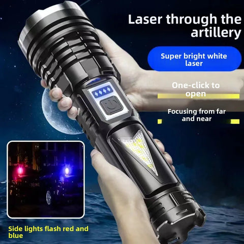 New White Laser Flashlight, High-power Spotlight, Long-range Shooting Outdoor Emergency Long Endurance Strong Bright Flashlight
