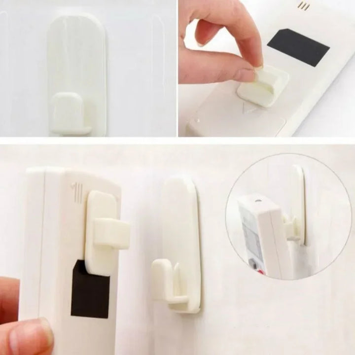2Pairs Multi-Purpose Storage Holder Hanging Hooks for TV Air Conditioner Remote Control Room Organizer Plastic Sticky Hooks