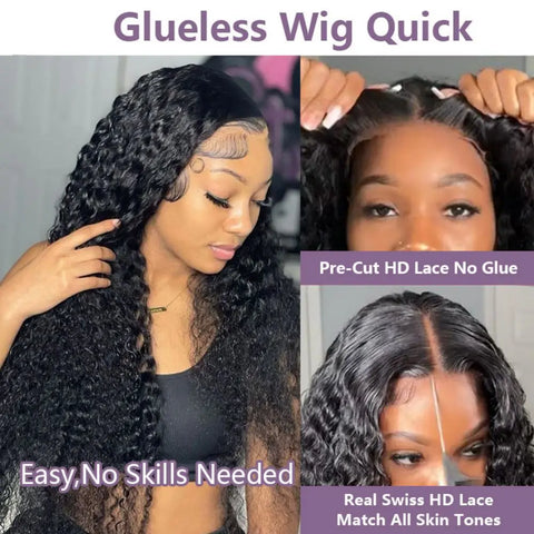 Ready To Wear Curly Wig 13x4 Human Hair Wigs Brazilian Pre Cut No Glue 7x5 Lace Frontal Water Wave Wigs Glueless Wig Preplucked