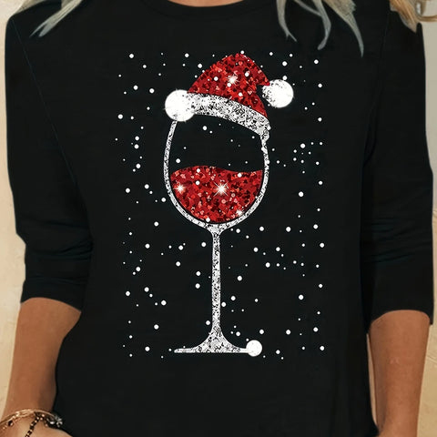 Women's Christmas Day long sleeved T-shirt &Summer Casual Loose Size  BEAR cartoon Print Round Neck Sleeveless Tank Top T-shirt