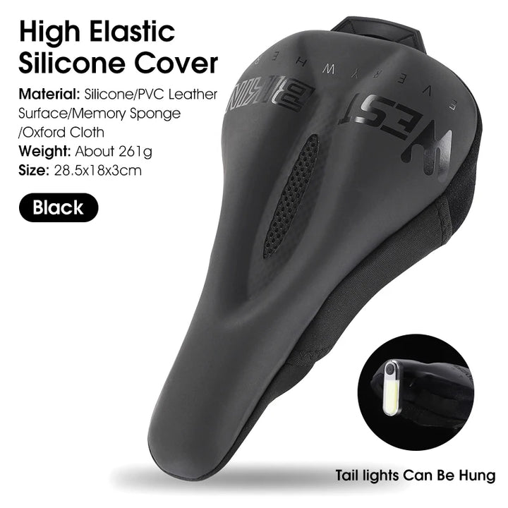 WEST BIKING Comfortable Bicycle Saddle Cover Breathable Rebound Silicone Foam Bike Seat Cover With Rain Cover Bike Accessories
