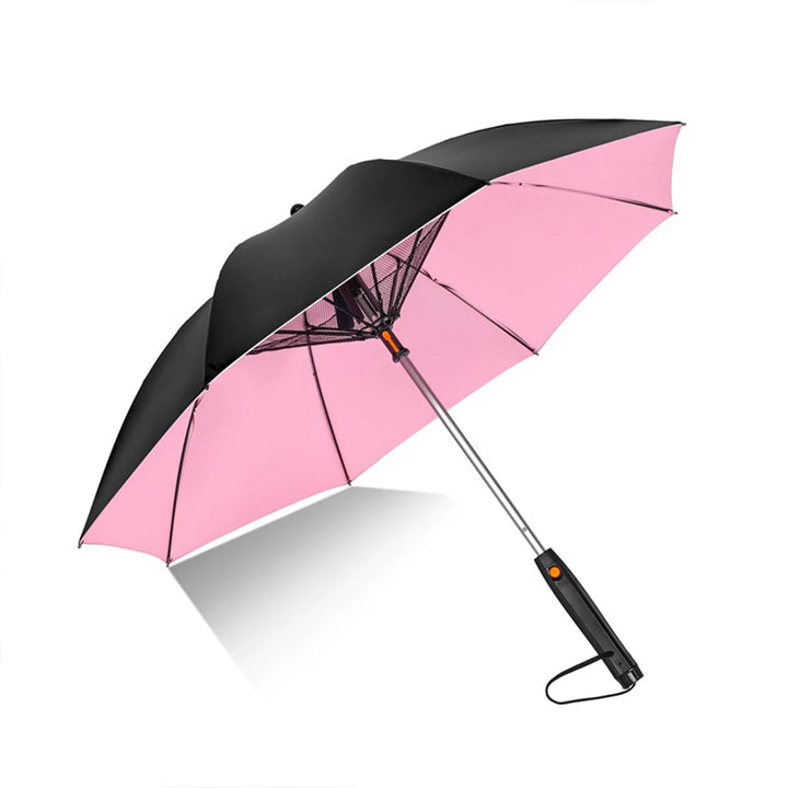 Upscale USB Chargeable Foldable Umbrella with Fan Beach Parasol Creative Portable UV Umbrella Folding Beach Umbrella Outdoor