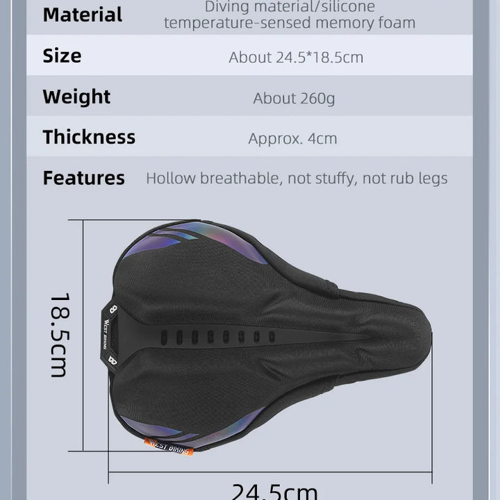 WEST BIKING Comfortable Bicycle Saddle Cover Breathable Rebound Silicone Foam Bike Seat Cover With Rain Cover Bike Accessories