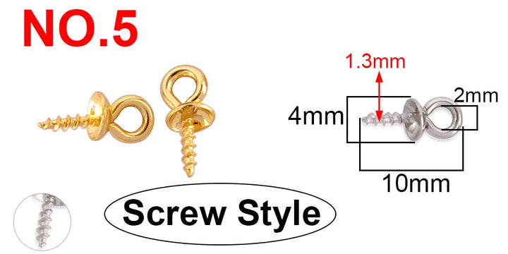 30PCS DIY Stainless Steel Cup Pearl Screw Eye Pins for Jewelry Making Findings End Caps Peg Bails Screw Eyelet Pin Hooks Eyelets