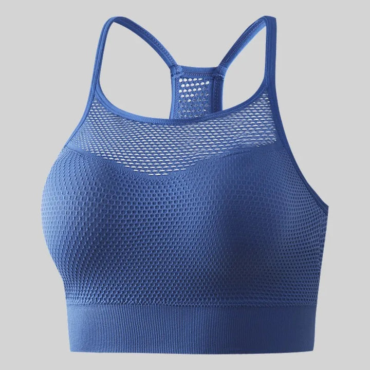 Workout Seamless Breathable Gym Bras Mesh Padded Sports Bra Women Backless Push Up Fitness Hollow Out Top Yoga Bras Crop Top